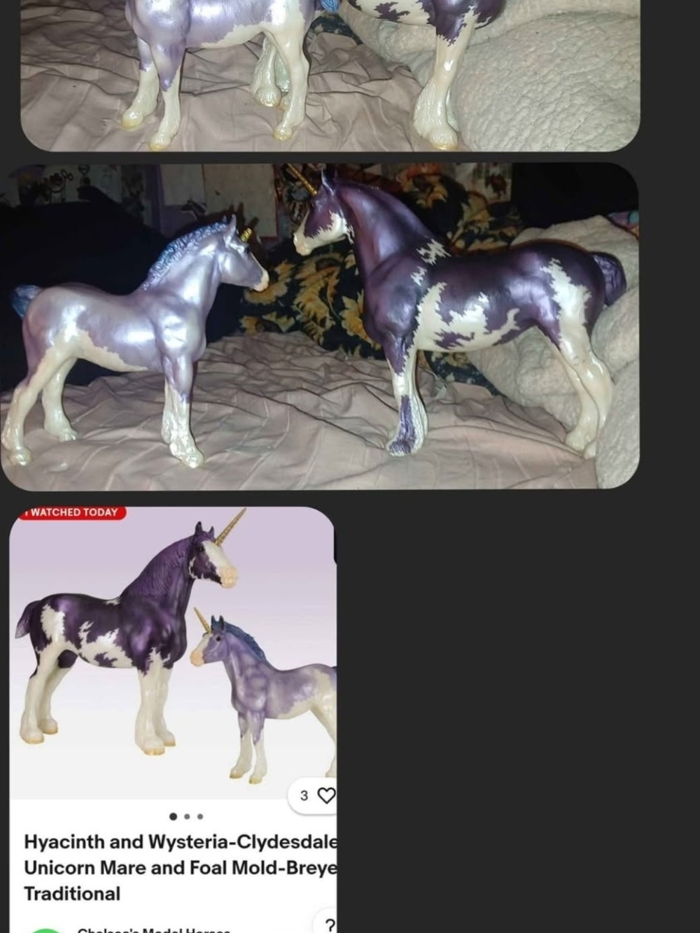 Breyer Purple and White Unicorn Clydesdale Mare & Foal Set